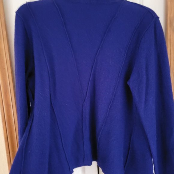 EILEEN FISHER ~ Boiled Merino Wool JACKET Seamed Asymmetric DEEP BLUE ~ S - Picture 4 of 4